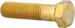 Made in USA - 7/16-20 UNF, 1-3/4" Length Under Head Hex Head Cap Screw - Partially Threaded, Grade 8 Alloy Steel, Zinc Yellow Dichromate Finish, 5/8" Hex - Americas Industrial Supply