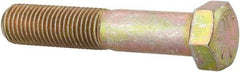 Made in USA - 7/16-20 UNF, 2-1/4" Length Under Head Hex Head Cap Screw - Partially Threaded, Grade 8 Alloy Steel, Zinc Yellow Dichromate Finish, 5/8" Hex - Americas Industrial Supply