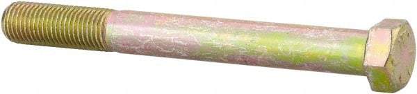 Value Collection - 7/16-20 UNF, 4" Length Under Head Hex Head Cap Screw - Partially Threaded, Grade 8 Alloy Steel, Zinc Yellow Dichromate Finish, 5/8" Hex - Americas Industrial Supply