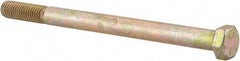 Made in USA - 1/2-13 UNC, 7" Length Under Head Hex Head Cap Screw - Partially Threaded, Grade 8 Alloy Steel, Zinc Yellow Dichromate Finish, 3/4" Hex - Americas Industrial Supply