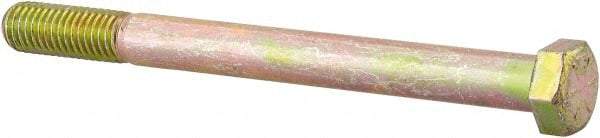 Made in North America - 1/2-13 UNC, 5-3/4" Length Under Head Hex Head Cap Screw - Partially Threaded, Grade 8 Alloy Steel, Zinc Yellow Dichromate Finish, 3/4" Hex - Americas Industrial Supply