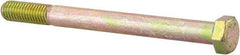 Made in North America - 1/2-13 UNC, 5-3/4" Length Under Head Hex Head Cap Screw - Partially Threaded, Grade 8 Alloy Steel, Zinc Yellow Dichromate Finish, 3/4" Hex - Americas Industrial Supply