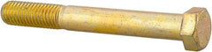 Made in USA - 9/16-12 UNC, 4-1/2" Length Under Head Hex Head Cap Screw - Partially Threaded, Grade 8 Alloy Steel, Zinc Yellow Dichromate Finish, 13/16" Hex - Americas Industrial Supply