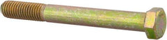Made in USA - 9/16-12 UNC, 5" Length Under Head Hex Head Cap Screw - Partially Threaded, Grade 8 Alloy Steel, Zinc Yellow Dichromate Finish, 13/16" Hex - Americas Industrial Supply