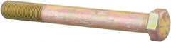 Made in USA - 9/16-18 UNF, 5" Length Under Head Hex Head Cap Screw - Partially Threaded, Grade 5 Steel, Zinc Yellow Dichromate Finish, 13/16" Hex - Americas Industrial Supply