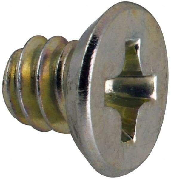 Value Collection - #6-32 UNC, 3/16" OAL Phillips Drive Machine Screw - Flat Undercut Head, Grade J82 Steel, Zinc-Plated Finish, Without Washer - Americas Industrial Supply