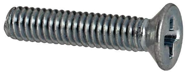 Value Collection - M2.5x0.45 Metric Coarse, 12mm OAL Phillips Drive Machine Screw - Flat Head, Grade 4.8 Steel, Zinc-Plated Finish, Without Washer - Americas Industrial Supply