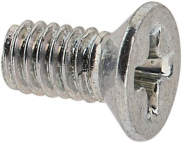 Value Collection - M2.5x0.45 Metric Coarse, 5mm OAL Phillips Drive Machine Screw - Flat Head, Grade 4.8 Steel, Zinc-Plated Finish, Without Washer - Americas Industrial Supply