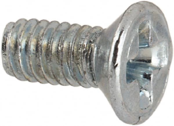 Value Collection - M2.5x0.45 Metric Coarse, 6mm OAL Phillips Drive Machine Screw - Flat Head, Grade 4.8 Steel, Zinc-Plated Finish, Without Washer - Americas Industrial Supply