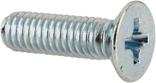 Value Collection - M4x0.70 Metric Coarse, 14mm OAL Phillips Drive Machine Screw - Flat Head, Grade 4.8 Steel, Zinc-Plated Finish, Without Washer - Americas Industrial Supply