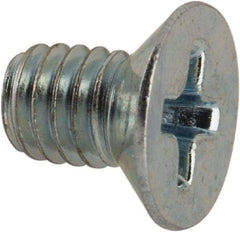 Value Collection - M4x0.70 Metric Coarse, 6mm OAL Phillips Drive Machine Screw - Flat Head, Grade 4.8 Steel, Zinc-Plated Finish, Without Washer - Americas Industrial Supply