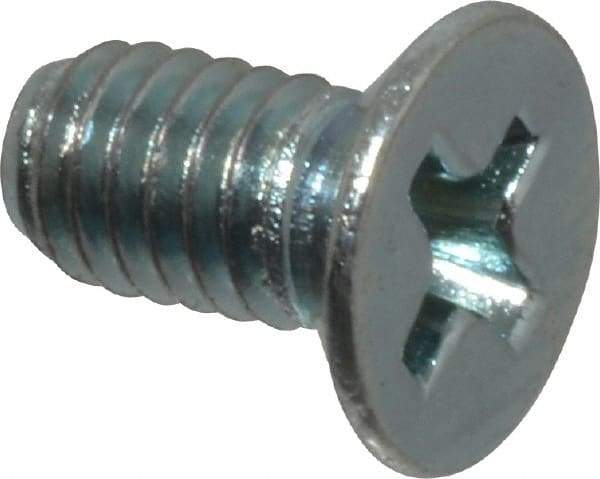 Value Collection - M4x0.70 Metric Coarse, 8mm OAL Phillips Drive Machine Screw - Flat Head, Grade 4.8 Steel, Zinc-Plated Finish, Without Washer - Americas Industrial Supply