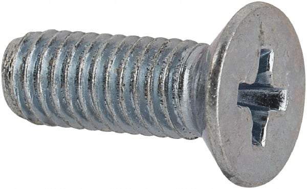 Value Collection - M5x0.80 Metric Coarse, 14mm OAL Phillips Drive Machine Screw - Flat Head, Grade 4.8 Steel, Zinc-Plated Finish, Without Washer - Americas Industrial Supply