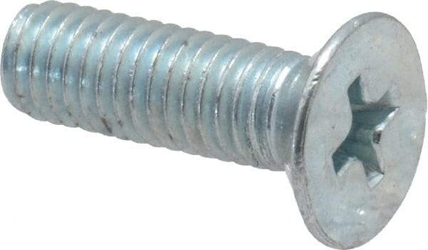 Value Collection - M5x0.80 Metric Coarse, 16mm OAL Phillips Drive Machine Screw - Flat Head, Grade 4.8 Steel, Zinc-Plated Finish, Without Washer - Americas Industrial Supply