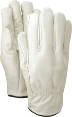 MCR Safety - Size L Grain Cowhide Work Gloves - For Work & Driver, Uncoated, Slip-On Cuff, Tan, Paired - Americas Industrial Supply