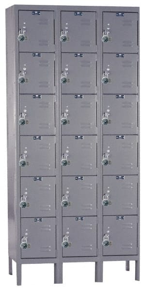 Hallowell - 18 Door, 6 Tier, Ready-Built Wardrobe & Box Lockers - Americas Industrial Supply