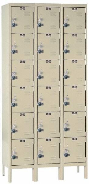 Hallowell - 18 Door, 6 Tier, Ready-Built Wardrobe & Box Lockers - Americas Industrial Supply