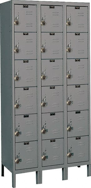 Hallowell - 18 Door, 6 Tier, Ready-Built Wardrobe & Box Lockers - Americas Industrial Supply