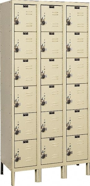 Hallowell - 18 Door, 6 Tier, Ready-Built Wardrobe & Box Lockers - Americas Industrial Supply