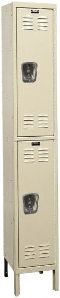 Hallowell - 2 Door, 2 Tier, Galvanite Corrosion Resistant Wardrobe & Box Lockers - Americas Industrial Supply