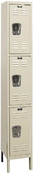 Hallowell - 3 Door, 3 Tier, Galvanite Corrosion Resistant Wardrobe & Box Lockers - Americas Industrial Supply