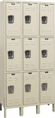Hallowell - 9 Door, 3 Tier, Galvanite Corrosion Resistant Wardrobe & Box Lockers - Americas Industrial Supply