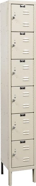 Hallowell - 6 Door, 6 Tier, Galvanite Corrosion Resistant Wardrobe & Box Lockers - Americas Industrial Supply