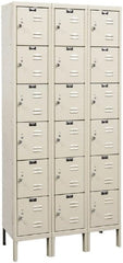 Hallowell - 18 Door, 6 Tier, Galvanite Corrosion Resistant Wardrobe & Box Lockers - Americas Industrial Supply