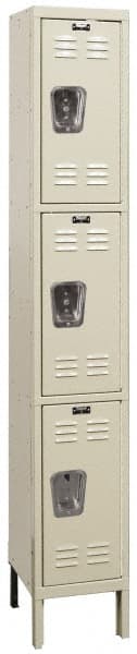 Hallowell - 3 Door, 3 Tier, Galvanite Corrosion Resistant Wardrobe & Box Lockers - Americas Industrial Supply