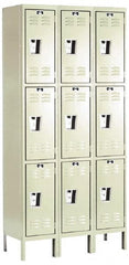 Hallowell - 9 Door, 3 Tier, Galvanite Corrosion Resistant Wardrobe & Box Lockers - Americas Industrial Supply