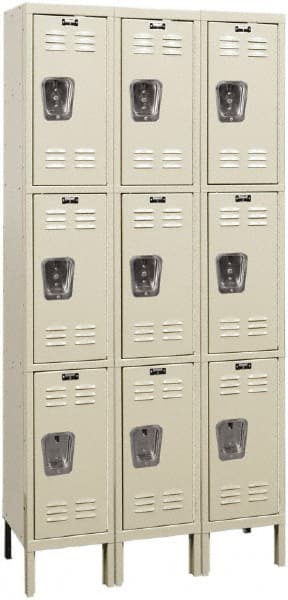 Hallowell - 9 Door, 3 Tier, Premium Wardrobe Lockers - Americas Industrial Supply