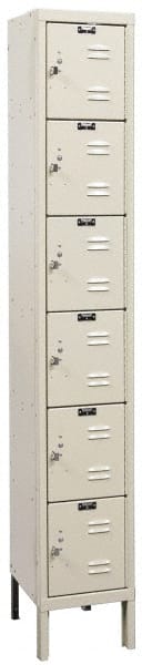 Hallowell - 6 Door, 6 Tier, Galvanite Corrosion Resistant Wardrobe & Box Lockers - Americas Industrial Supply