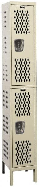 Hallowell - 2 Door, 2 Tier, Heavy-Duty Ventilated Wardrobe & Box Lockers - Americas Industrial Supply