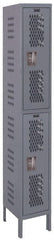 Hallowell - 2 Door, 2 Tier, Heavy-Duty Ventilated Wardrobe & Box Lockers - Americas Industrial Supply