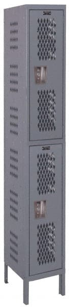 Hallowell - 2 Door, 2 Tier, Heavy-Duty Ventilated Wardrobe & Box Lockers - Americas Industrial Supply