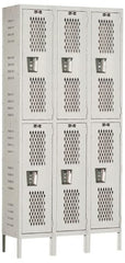 Hallowell - 6 Door, 2 Tier, Heavy-Duty Ventilated Wardrobe & Box Lockers - Americas Industrial Supply