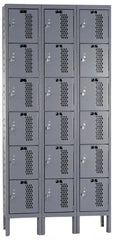 Hallowell - 18 Door, 6 Tier, Heavy-Duty Ventilated Wardrobe & Box Lockers - Americas Industrial Supply