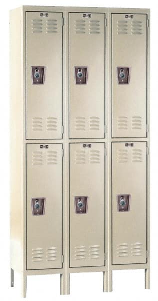 Hallowell - 6 Door, 2 Tier, Ready-Built Wardrobe & Box Lockers - Americas Industrial Supply