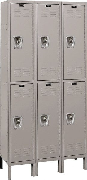 Hallowell - 6 Door, 2 Tier, Ready-Built Wardrobe & Box Lockers - Americas Industrial Supply