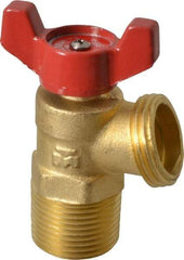 B&K Mueller - 1/2" Pipe, Brass, FNPT, MNPT x GHT End Connection, Boiler Drain Valve - 125 psi WOG Rating, Wing Tee Handle - Americas Industrial Supply