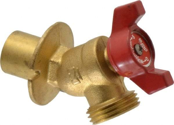 B&K Mueller - 1/2" Pipe, Brass Sillcock - Quarter Turn Handle, Soldered x GHT End Connections, 125 psi WOG Rating - Americas Industrial Supply