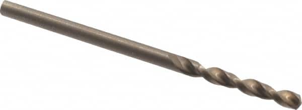 Cleveland - #40 135° Parabolic Flute Cobalt Screw Machine Drill Bit - Oxide/Gold Finish, Right Hand Cut, 13/16" Flute Length, 1-13/16" OAL, Split Point, Straight Shank - Americas Industrial Supply