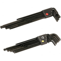Wiha - 22 Piece, L-Key Long Arm Ball End Hex Key Set - 0.05 to 3/8" Range, Chrome Vanadium Molybdenum - Americas Industrial Supply