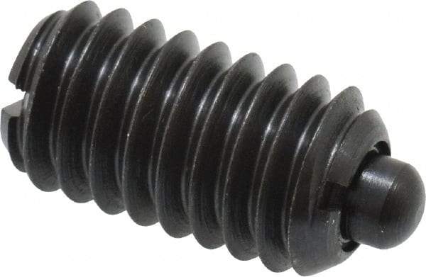 Gibraltar - 5/16-18, 9/16" Thread Length, 1/12" Plunger Projection, Steel Threaded Spring Plunger - 0.135" Max Plunger Diam, 0.562" Plunger Length, 1.25 Lb Init End Force, 4 Lb Final End Force - Americas Industrial Supply