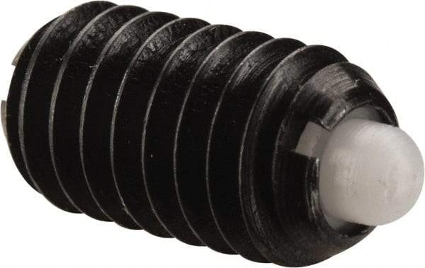 Gibraltar - 5/16-18, 9/16" Thread Length, 1/12" Plunger Projection, Steel Threaded Spring Plunger - 0.135" Max Plunger Diam, 0.562" Plunger Length, 1.25 Lb Init End Force, 4 Lb Final End Force - Americas Industrial Supply