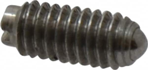 Gibraltar - 6-40, 0.078" Ball Diam, 5/16" Body Length, 0.023" Max Ball Reach, Threaded Ball Plunger - Steel Body, Steel Ball, 0.5 Lb Initial End Force, 1 Lb Final End Force - Americas Industrial Supply