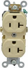 Leviton - 125 VAC, 20 Amp, 5-20R NEMA Configuration, Ivory, Specification Grade, Self Grounding Duplex Receptacle - 1 Phase, 2 Poles, 3 Wire, Flush Mount, Tamper Resistant - Americas Industrial Supply