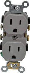 Leviton - 125 VAC, 15 Amp, 5-15R NEMA Configuration, Gray, Specification Grade, Self Grounding Duplex Receptacle - 1 Phase, 2 Poles, 3 Wire, Flush Mount, Tamper Resistant - Americas Industrial Supply