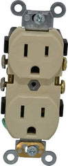 Leviton - 125 VAC, 15 Amp, 5-15R NEMA Configuration, Ivory, Specification Grade, Self Grounding Duplex Receptacle - 1 Phase, 2 Poles, 3 Wire, Flush Mount, Tamper Resistant - Americas Industrial Supply