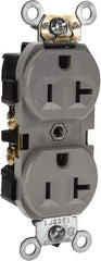 Leviton - 125 VAC, 20 Amp, 5-20R NEMA Configuration, Gray, Specification Grade, Self Grounding Duplex Receptacle - 1 Phase, 2 Poles, 3 Wire, Flush Mount, Tamper Resistant - Americas Industrial Supply